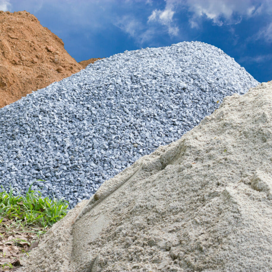Stone, sand and mounds for construction